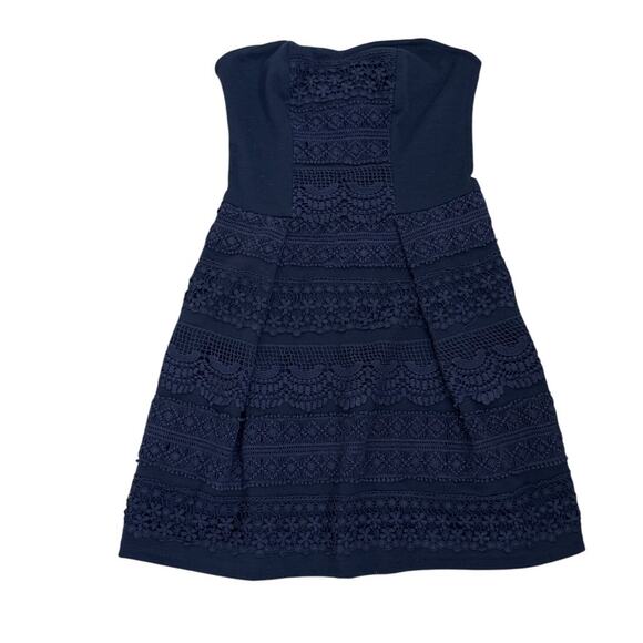 SugarLips Navy Blue Lace Tube Top Mini Dress Size Women's Small - Picture 1 of 3